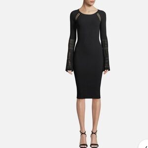 ZAC POSEN RIBBED BLACK DRESS